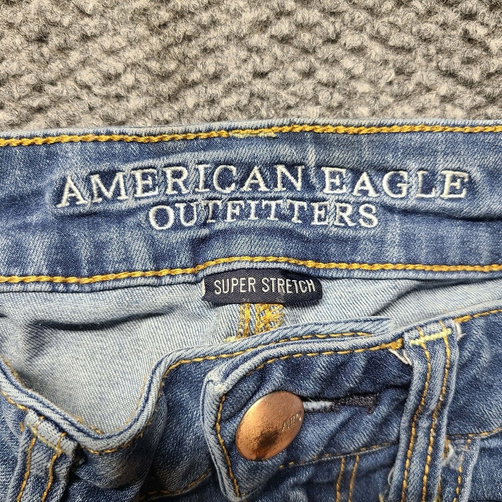 Y2k American Eagle Midi Shortie Distressed Cuffed Stretch Micro Shorts Sz 4 - Picture 8 of 16